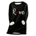 thumbnail image 1 of zaveiop Womens Love Print Sherpa Lined Sweatshirt Warm Winter Crewneck Long Sleeve Thick Fleece Pullover Loose Casual Thermal Tunic Tops (Z3-Black, L), 1 of 4