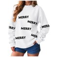thumbnail image 1 of zaveiop Womens Merry Christmas Sweatshirt Xmas Merry Crewneck Pullover Sweater Long Sleeve Shirt Holiday Top Winter Clothes (Z4-White, XXL), 1 of 9