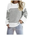thumbnail image 1 of zaveiop Womens Oversized Crew Neck Sweater Fall Long Sleeve Knit Tops Trendy Casual Loose Fit Pullover Sweaters (Z-White, XL), 1 of 7