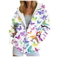 thumbnail image 1 of zaveiop Womens Oversized Hoodies Floral Butterfly Print Full Zip Long Sleeve Fall Sweatshirt Workout Drawstring Jackets with Pockets (Z2-Pink, M), 1 of 7