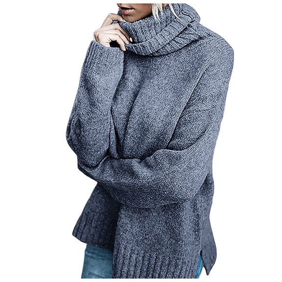 zaveiop Womens Oversized Turtleneck Pullover Sweater Cable Knit Long Sleeve Sweater Tops (Z-Dark Gray, M)