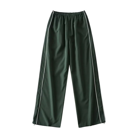 zaveiop Womens Parachute Pants Wide Leg Baggy Pants Y2K Elastic Waist Jogger Sweatpants Track Pants Streetwear (Z-Green, S)