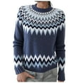 thumbnail image 1 of zaveiop Womens Pullover Vintage Sweaters Fall Winter Casual Loose Long Sleeve Knitted Sweaters Tops (Z-Blue, S), 1 of 4