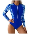 thumbnail image 1 of zaveiop Womens Rash Guard Long Sleeve One Piece Swimsuit Ruched Zip Bathing Suit (Blue, XXL), 1 of 7