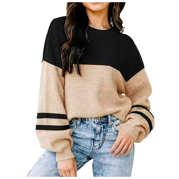 zaveiop Womens Sweaters Causal Crewneck Batwing Sleeve Knit Top Side Split Oversized Pullover Sweater Loose Jumper (Z1-Black, S)