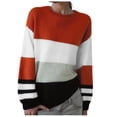 thumbnail image 1 of zaveiop Womens Sweaters Striped Fall Winter Outfits 2025 Crewneck Drawstring Color Block Fashion Clothing (Wine, 5XL), 1 of 9