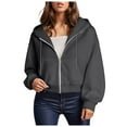 thumbnail image 1 of zaveiop Womens Zip up Hoodies Cropped Sweatshirts Casual Comfy Cute Zip Jackets Fashion Trendy Fall Outfits 2025 Y2K Clothes (Z1-Dark Gray, M), 1 of 6