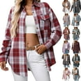 thumbnail image 1 of zaveiop Womens and Girls Long Sleeve Flannel Shirt Casual Button Down Plaid Shirts (Red, XXL), 1 of 8