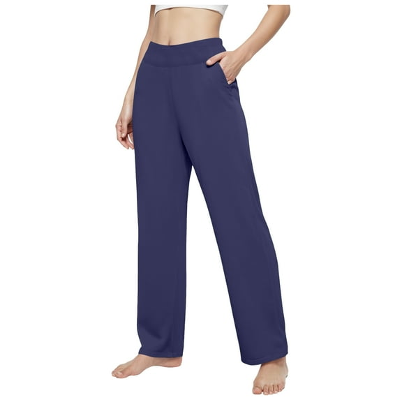 zaveiop Yoga Pants Women Wide Leg Pants with Pockets High Waist Stretch Dress Casual Sweatpants Petite/Regular/Tall (A-Blue, S)