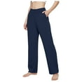 thumbnail image 1 of zaveiop Yoga Pants Women Wide Leg Pants with Pockets High Waist Stretch Dress Casual Sweatpants Petite/Regular/Tall (A-Navy, M), 1 of 6