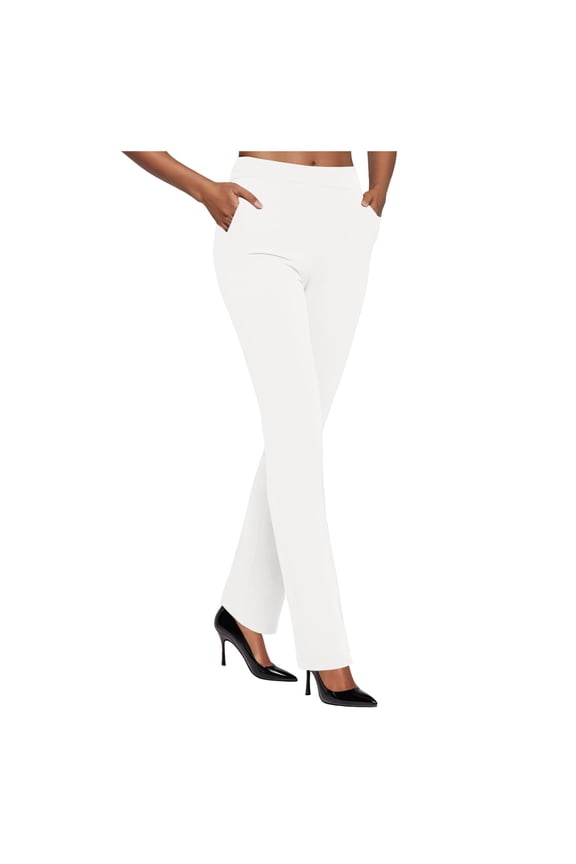 Yoga Pants Women Wide Leg Pants with Pockets High Waist Stretch Dress Casual Sweatpants Petite (Z1-White, S)