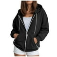 thumbnail image 1 of zaveiop Zip up Hoodie Women Oversized Sweatshirt Casual Long Sleeve Fleece Jacket Lightweight Fall Hoodies with Pockets (Z-Black, XL), 1 of 9