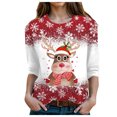 thumbnail image 1 of zaveiop Christmas Shirts for Women 3/4 Length Sleeve Tops Cartoon Reindeer Casual Crewneck Sweatshirts Ugly Xmas Sweater Blouses (Green, XXL), 1 of 4