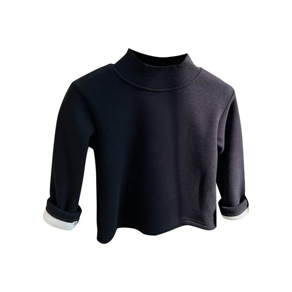 zbxnLI 1-10 Years Boys Girls Mock Turtleneck Thermal Tops Kids Padded Lined Long Sleeve Shirts Cotton T-Shirts