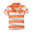 thumbnail image 1 of zbxnLI 1-14T Boys Short Sleeve T-Shirts Color Block Striped Button Collared Casual Shirts for Little Boys Clothes, 1 of 3
