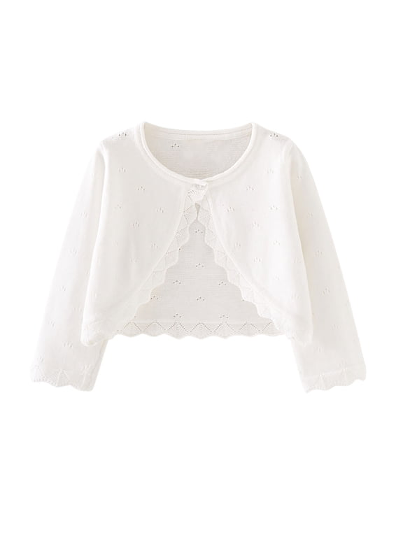 12M to 5T Girls Bolero Cardigans Long Sleeve Knit Cropped Cardigan Single Collar Button Sweaters