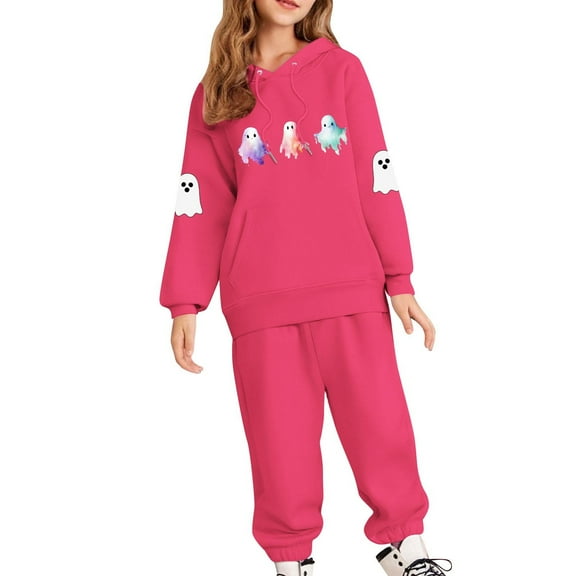 zbxnLI 2-13 Years Kids Halloween Outfits 2 Piece Hoodie Sweatshirt Sweatpants Sweatsuit Sets for Girls Boys