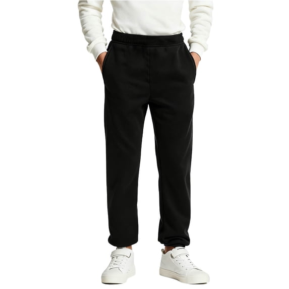 zbxnLI 2-13 Years Kids Sweatpants Fleece Elastic Waist Sports Joggers Sweatpant Fall Winter Casual Warm Pant with Pockets