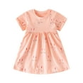 thumbnail image 1 of zbxnLI 2-7 Years Girls Casual Dress Cartoon Short Sleeve Crew Neck Cotton Dress Summer A-Line Cute Dresses, 1 of 6