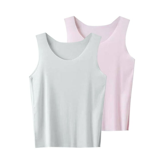 zbxnLI 2 Pack Girls Boys Tank Tops Kids Basic Undershirts Casual Sleeveless Crewneck Tee Athletic Shirts