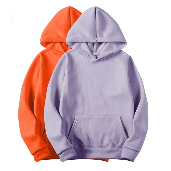 zbxnLI 2 Pack Hoodies for Women Fashion Sweatshirt Ladies Solid Color Casual Loose Pullover Tops
