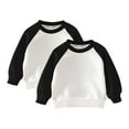 thumbnail image 1 of zbxnLI 2 Pack Kids Sweatshirts Girls Boys Color Block Long Sleeve Crewneck Pullover Sweatshirt Tops, 1 of 2