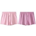 thumbnail image 1 of zbxnLI 2 Pack Men's Boxer Shorts Elastic Waist Sleep Shorts Striped Printed Loose Casual Underpants for Men, 1 of 5