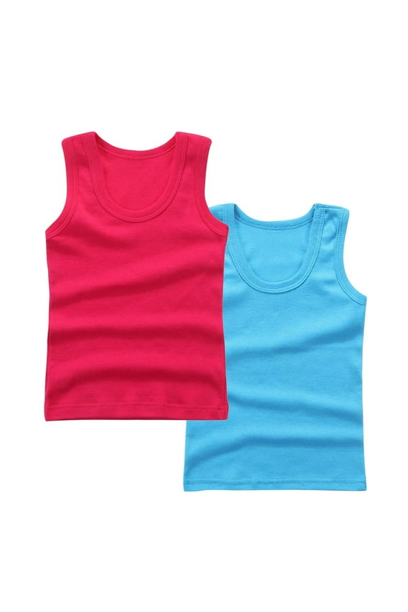 2 Pack Tank Tops for Girls Boys Basic Soft Cotton Shirts Sleeveless Undershirts for Toddlers Kids