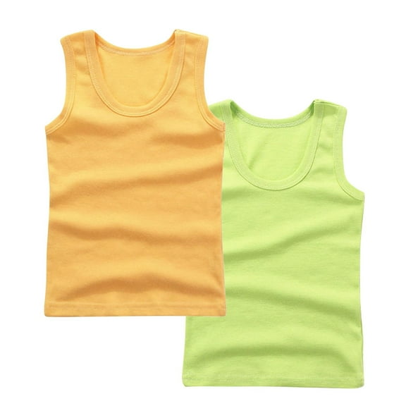 zbxnLI 2 Pack Tank Tops for Girls Boys Basic Soft Cotton Shirts Sleeveless Undershirts for Toddlers Kids