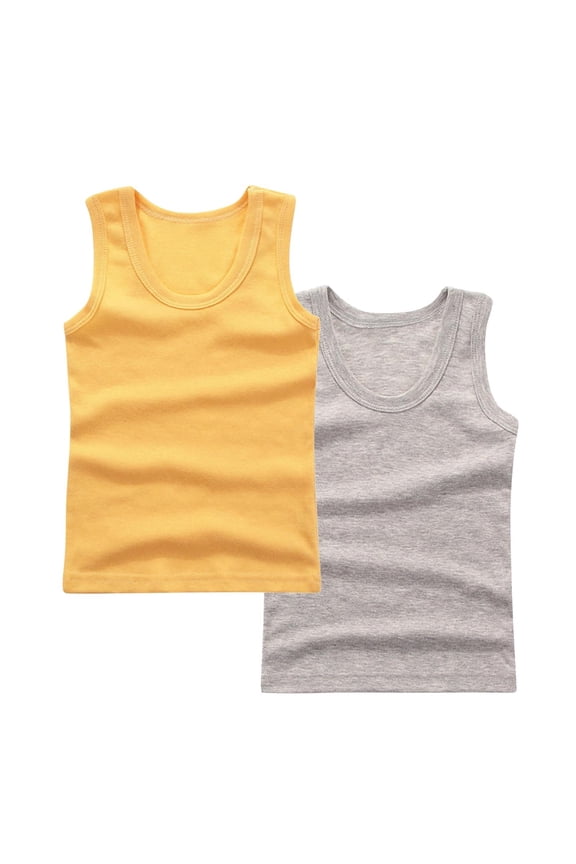 2 Pack Tank Tops for Girls Boys Basic Soft Cotton Shirts Sleeveless Undershirts for Toddlers Kids