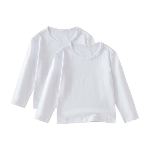 zbxnLI 2 Pack Toddler Long Sleeve Shirts Cotton T-Shirts for Kids Boys Girls Basic Tees Crewneck Tops