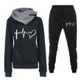 thumbnail image 1 of zbxnLI 2 Piece Outfits Sweatsuits for Women Cowl Neck Hoodie Sweatshirts Casual Sweatpants Lounge Sets, 1 of 2