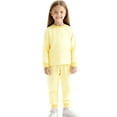 thumbnail image 1 of zbxnLI 2 Piece Thermal Underwear Sets for Kids Crew Neck Long Sleeve Striped Shirts and Pants Fall Winter Warm Outfits, 1 of 5