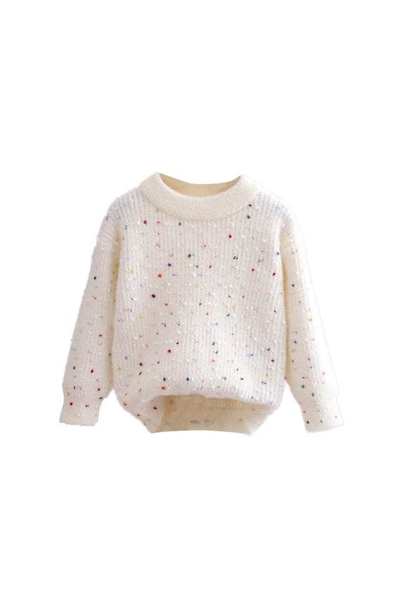 3-12 Years Girls Crewneck Sweater Fall Winter Long Sleeve Warm Knit Tops Pullover Sweaters