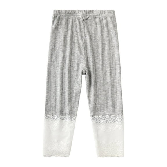 zbxnLI 3-12T Girls Capri Leggings Lace Cuffed Cropped Tights Pants High Waist Dance Capris Leggings