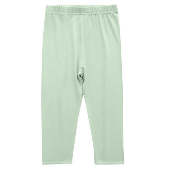 zbxnLI 3-13 Years Girls Capri Leggings Elastic Waist Crop Pants Solid Color Cotton Capris for Little Girls