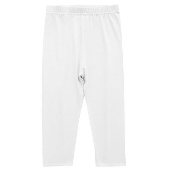 zbxnLI 3-13 Years Girls Capri Leggings Elastic Waist Crop Pants Solid Color Cotton Capris for Little Girls