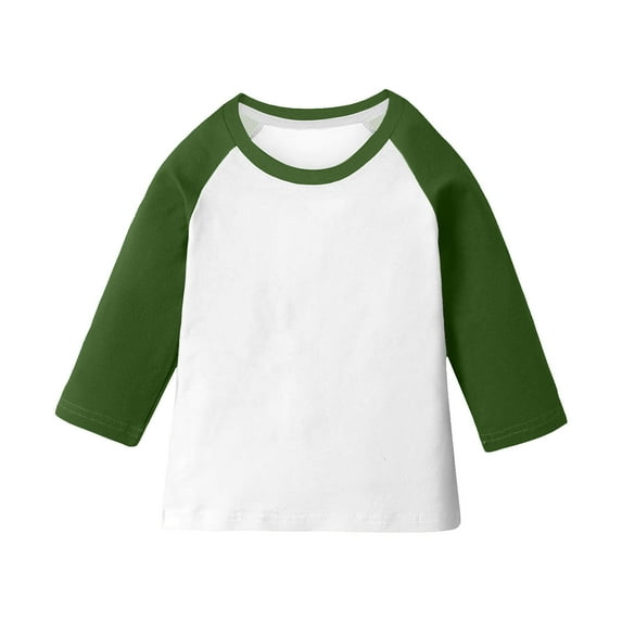 zbxnLI 3/4 Sleeve Shirts for Girls Boys Color Block Raglan T-Shirts Kids Crew Neck Casual Tees Tops