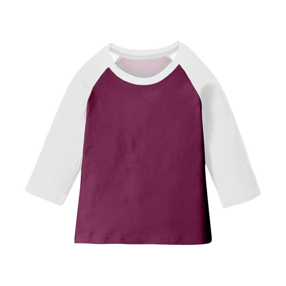zbxnLI 3/4 Sleeve Shirts for Girls Boys Color Block Raglan T-Shirts Kids Crew Neck Casual Tees Tops