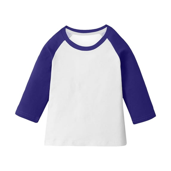 zbxnLI 3/4 Sleeve Shirts for Girls Boys Color Block Raglan T-Shirts Kids Crew Neck Casual Tees Tops