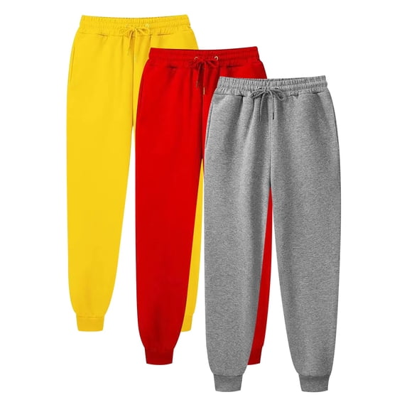 zbxnLI 3 Pack Jogger Pants for Women Fall Winter High Waist Sweatpants Solid Color Running Athletic Pants