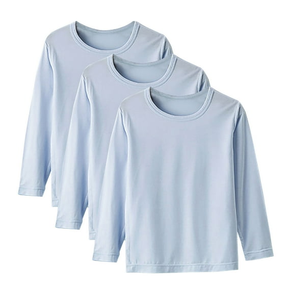 zbxnLI 3 Pack Kids Boys Girls Long Sleeve Shirts Soft T-Shirts Toddler Basic Layering Tees Undershirt Tops