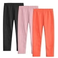 thumbnail image 1 of zbxnLI 3 Pack Leggings for Girls Solid Color Elastic Waist Basic Bottoms Kids Fall Winter Casual Comfy Soft Trousers, 1 of 9