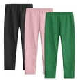 thumbnail image 1 of zbxnLI 3 Pack Leggings for Girls Solid Color Elastic Waist Basic Bottoms Kids Fall Winter Casual Comfy Soft Trousers, 1 of 9