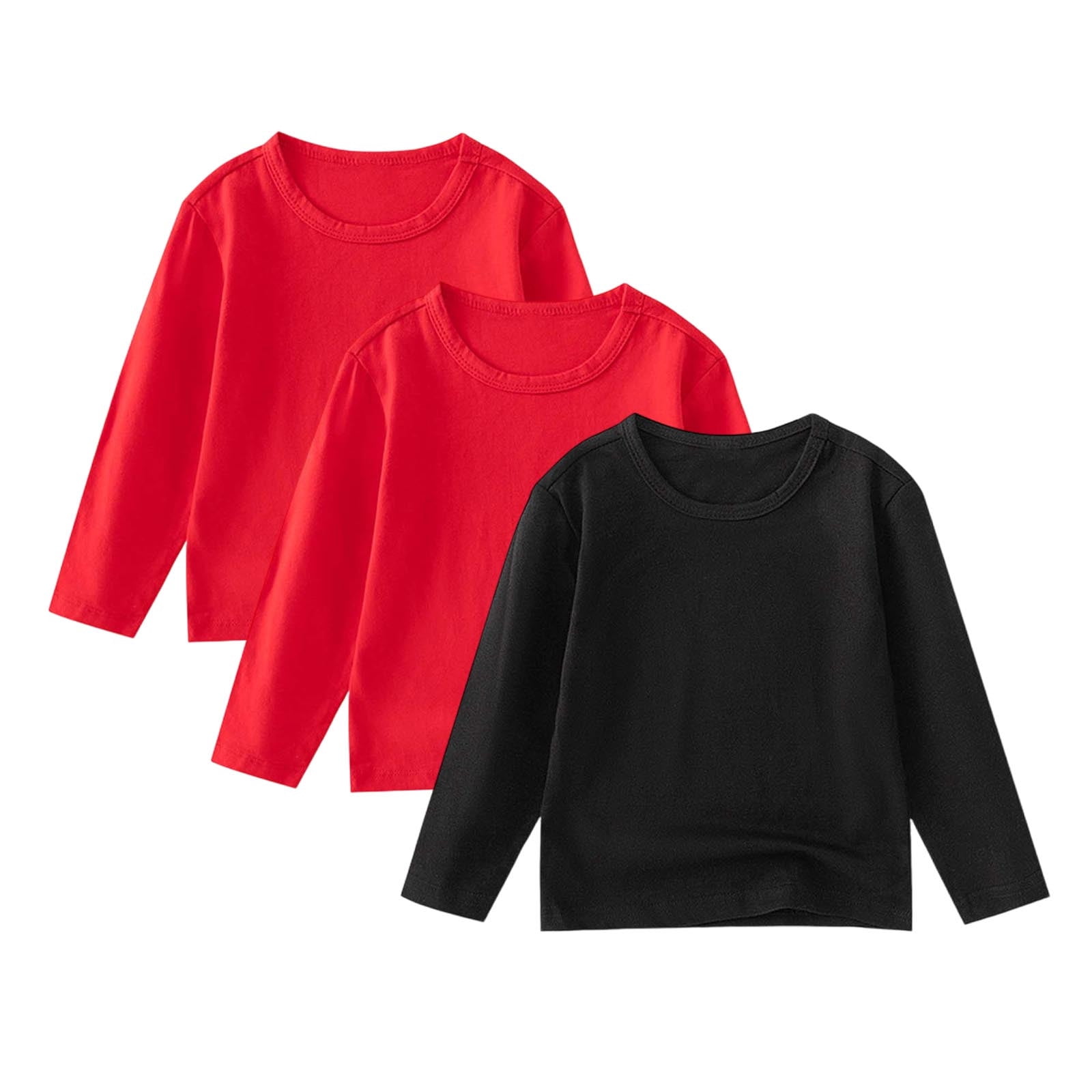 zbxnLI 3 Pack Toddler Boys Long Sleeve Shirts Girls Cotton