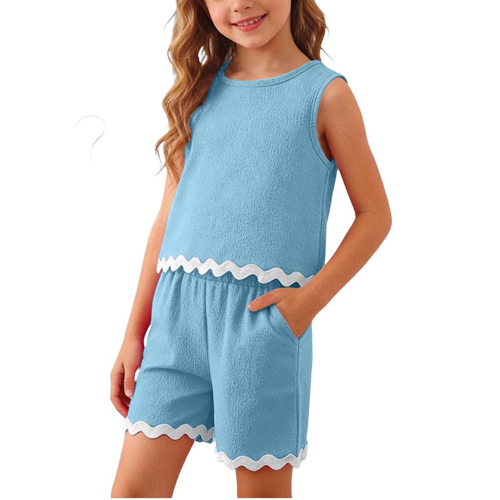 yunn⭐︎kids LIFE　4点 zbxnLI 4-15 Y Girls Clothes Ruffle Sleeveless Tank Tops and Shorts