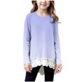 thumbnail image 1 of zbxnLI 4-15 Years Girls Cute Blouse Long Sleeve T-Shirt Crew Neck Casual Loose Shirts Little and Big Girls, 1 of 6