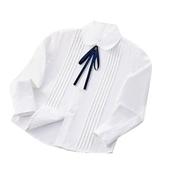 zbxnLI 4-16 Girls Dress Shirts School Uniform Button down Shirt Lightweight Long Sleeve Formal Tops