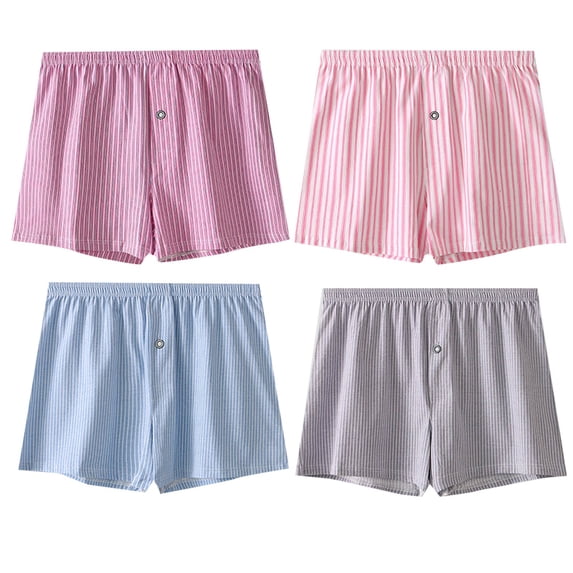 zbxnLI 4 Pack Men's Cotton Underwear Breathable Boxer Shorts Elastic Waist Loose Casual Underpants Multi-pack