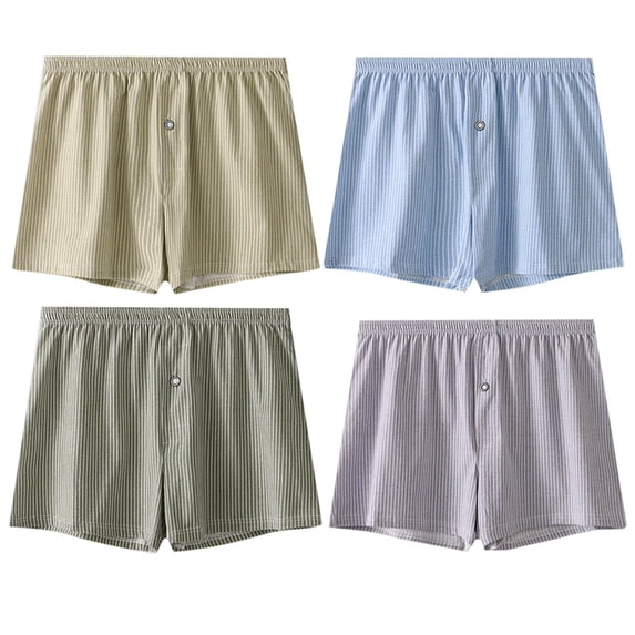 zbxnLI 4 Pack Men's Cotton Underwear Breathable Boxer Shorts Elastic Waist Loose Casual Underpants Multi-pack